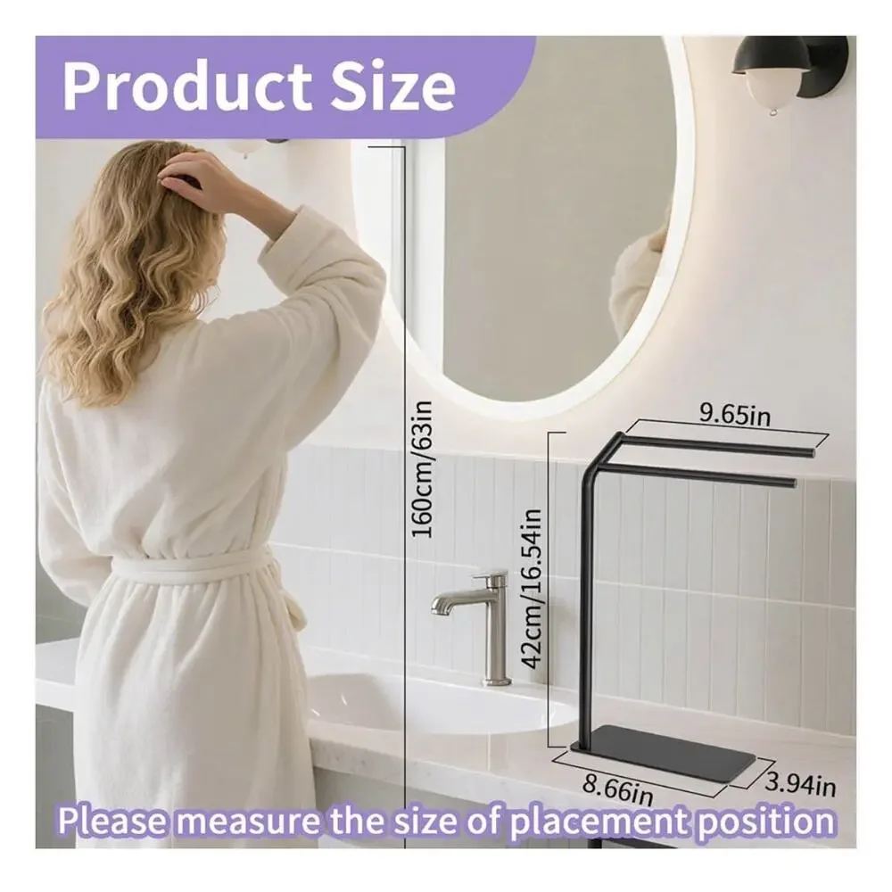 Hand Towel Stand Bathroom Towel Holder Stand‎ Countertop F-Shaped Heavy Base